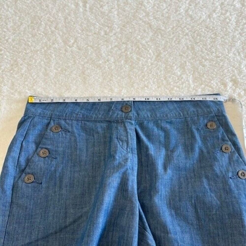 ISAAC MIZRAHI Shorts Women's Blue Mid Rise Size 8 Cotton Button Design Pockets - Picture 6 of 8